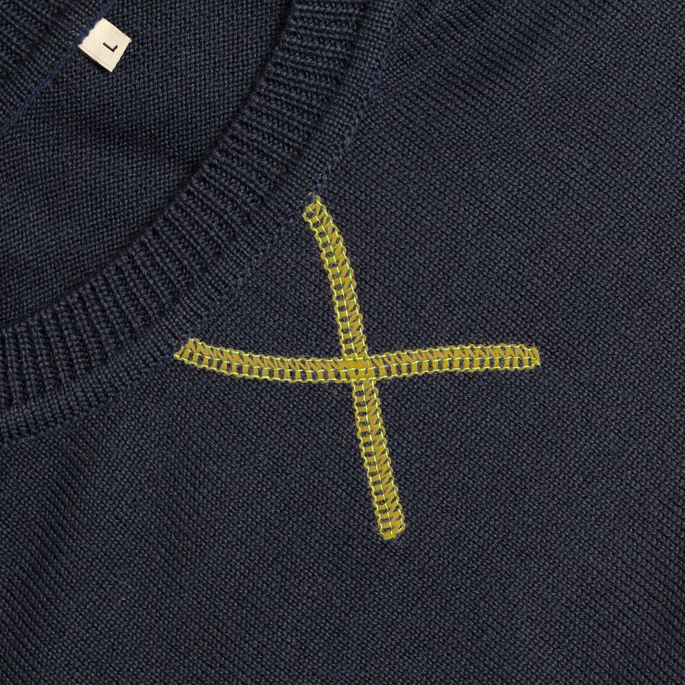 Джемпер Stitch с контрастной отделкой, синий с зеленым, размер XL (Изображение 3)