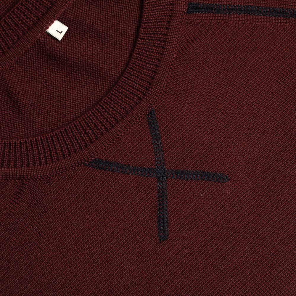 Джемпер Stitch с контрастной отделкой, бордовый с синим, размер S (Изображение 3)