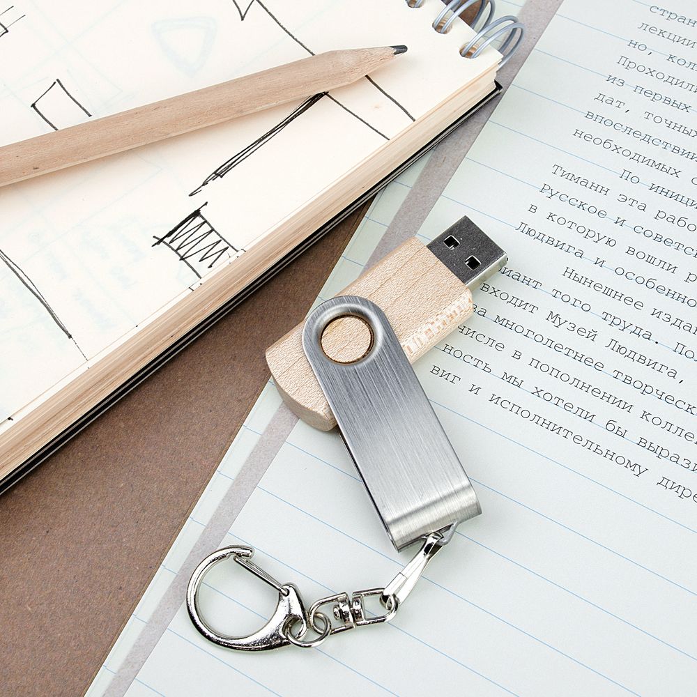 Флешка Twist Wood, светлое дерево (Изображение 2)