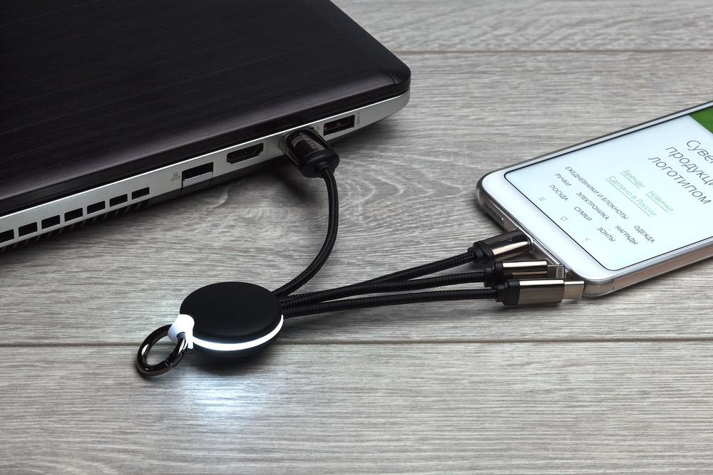 Кабель-брелок с подсветкой логотипа Lite Omniline (Изображение 4)