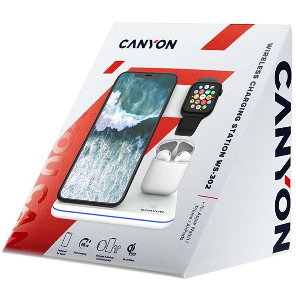 Беспроводная зарядная станция Canyon 302, белая (Изображение 6)